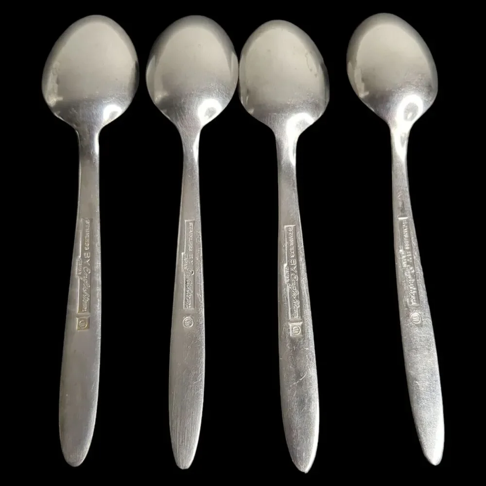Lot of 4 Teaspoon Englishtown ENS2 Stainless Glossy Flatware 6 1/4